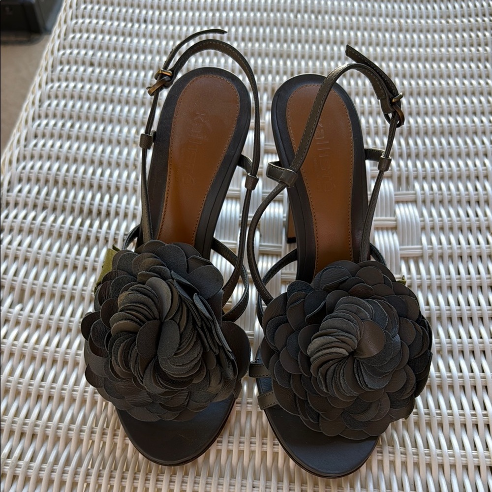 Black Strappy Heels with Intricate Design